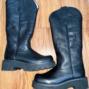 Black Leather Cowboy Boots